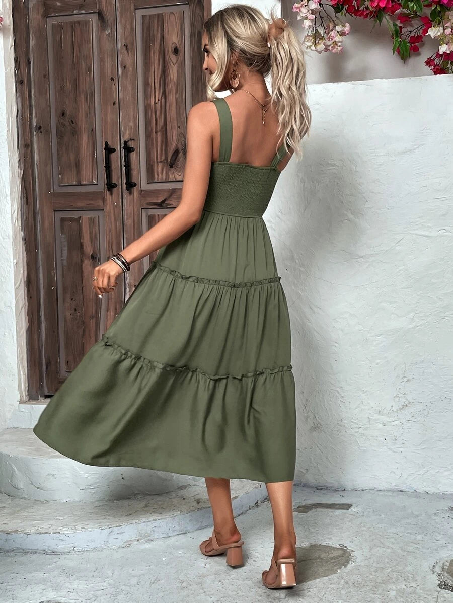 Vestido Luna Boho Longo Regata com Babados