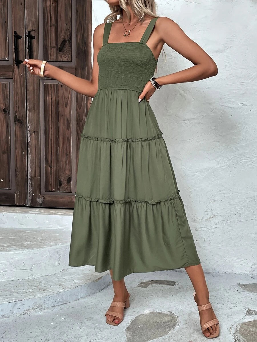 Vestido Luna Boho Longo Regata com Babados