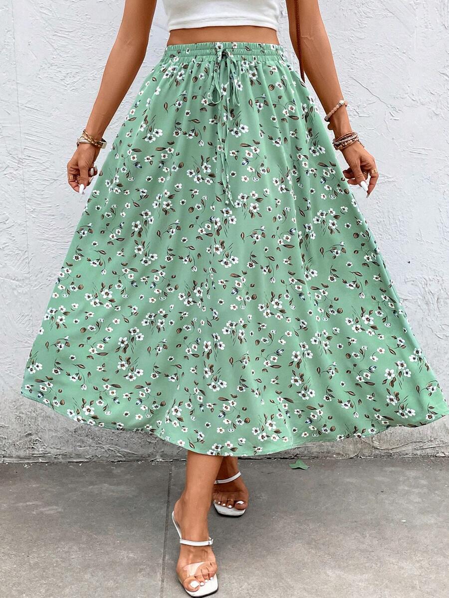 Saia Luna Boho Maxi Floral com Amarração