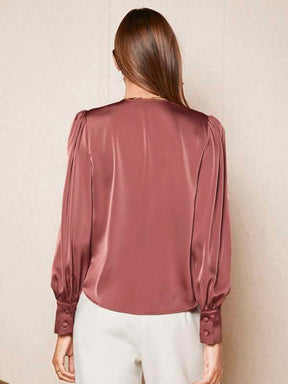 Blusa Acetinada Rosa Empoeirado em Cetim Feminina | Elegância do PP ao GG