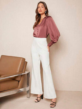 Blusa Acetinada Rosa Empoeirado em Cetim Feminina | Elegância do PP ao GG