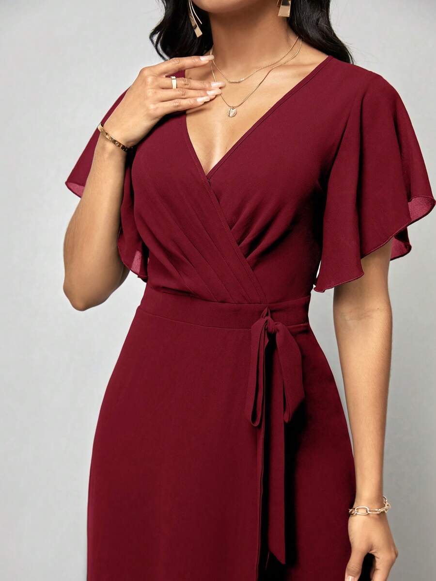 Macacão Aurora Elegante Longo Decote V com Amarração