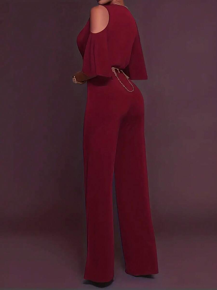 Macacão Inawly Ombro à Mostra Perna Larga