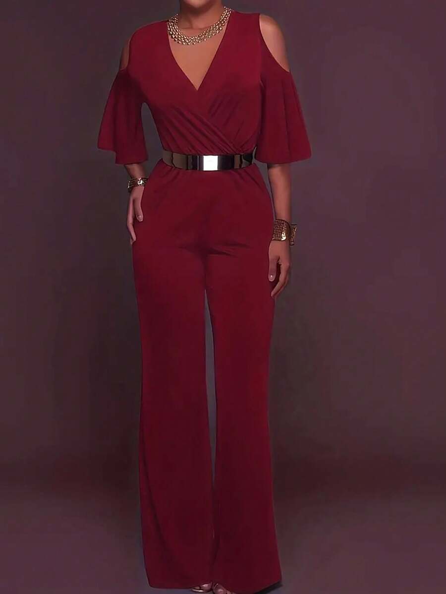 Macacão Inawly Ombro à Mostra Perna Larga