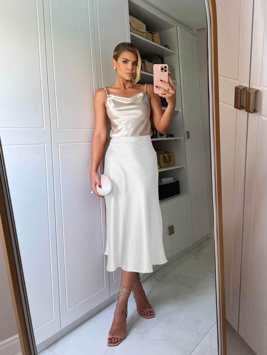 Saia Midi Lulu Run Cetim Fluida