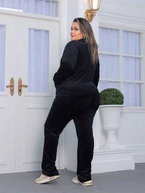 Conjunto de Veludo Feminino Plus Size - Nelima