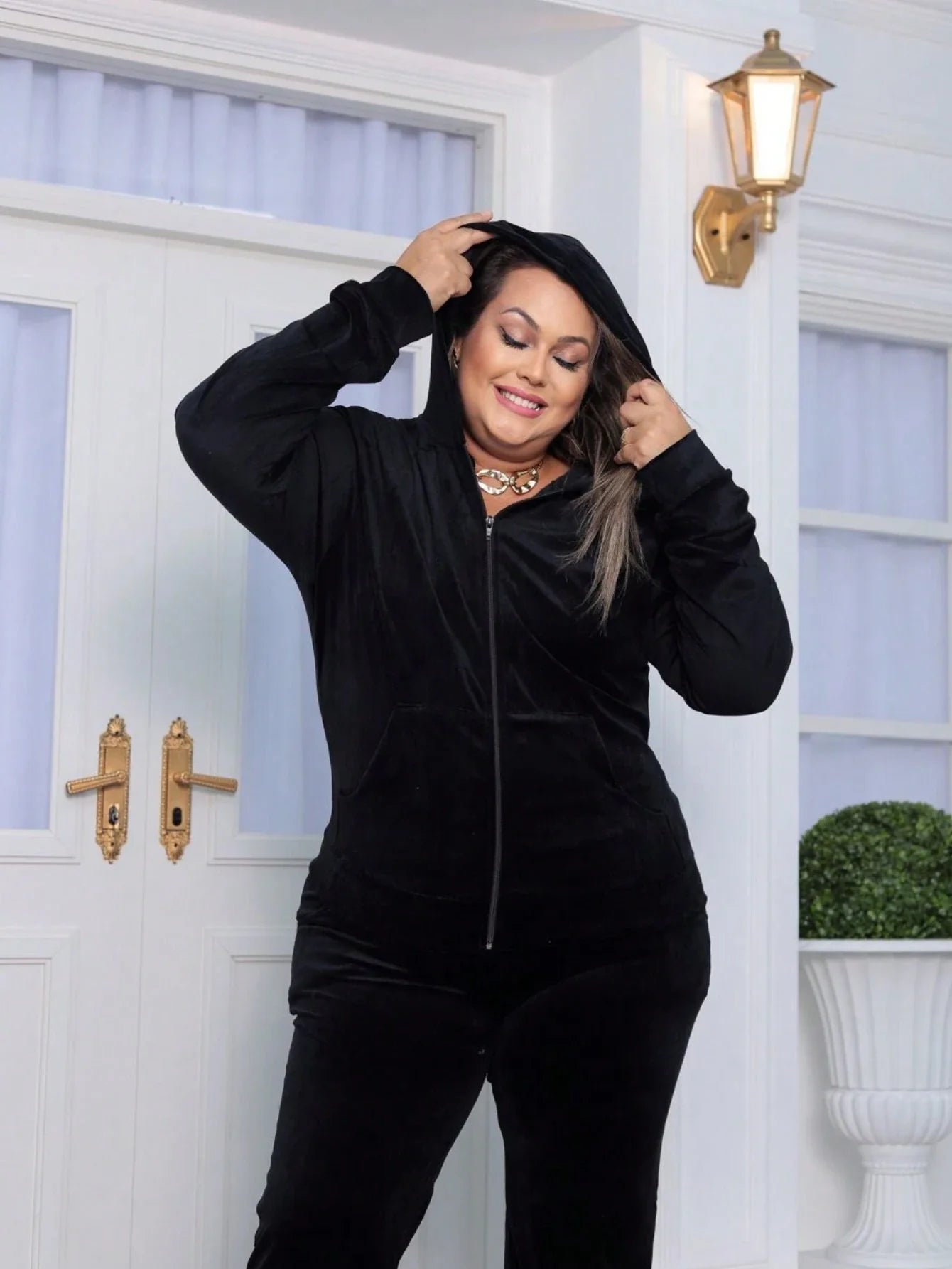 Conjunto de Veludo Feminino Plus Size - Nelima
