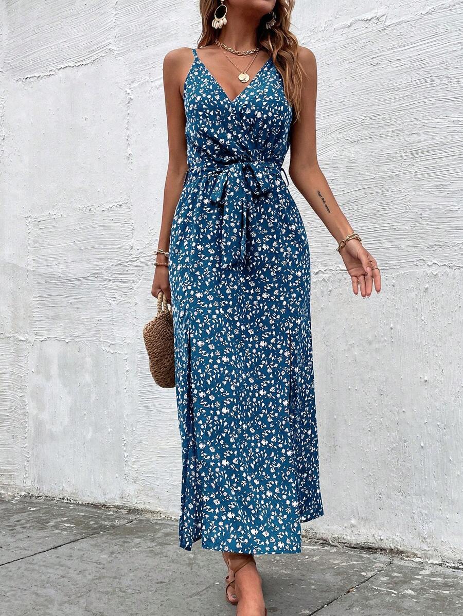 Vestido Maya Verão Floral Longo com Fenda