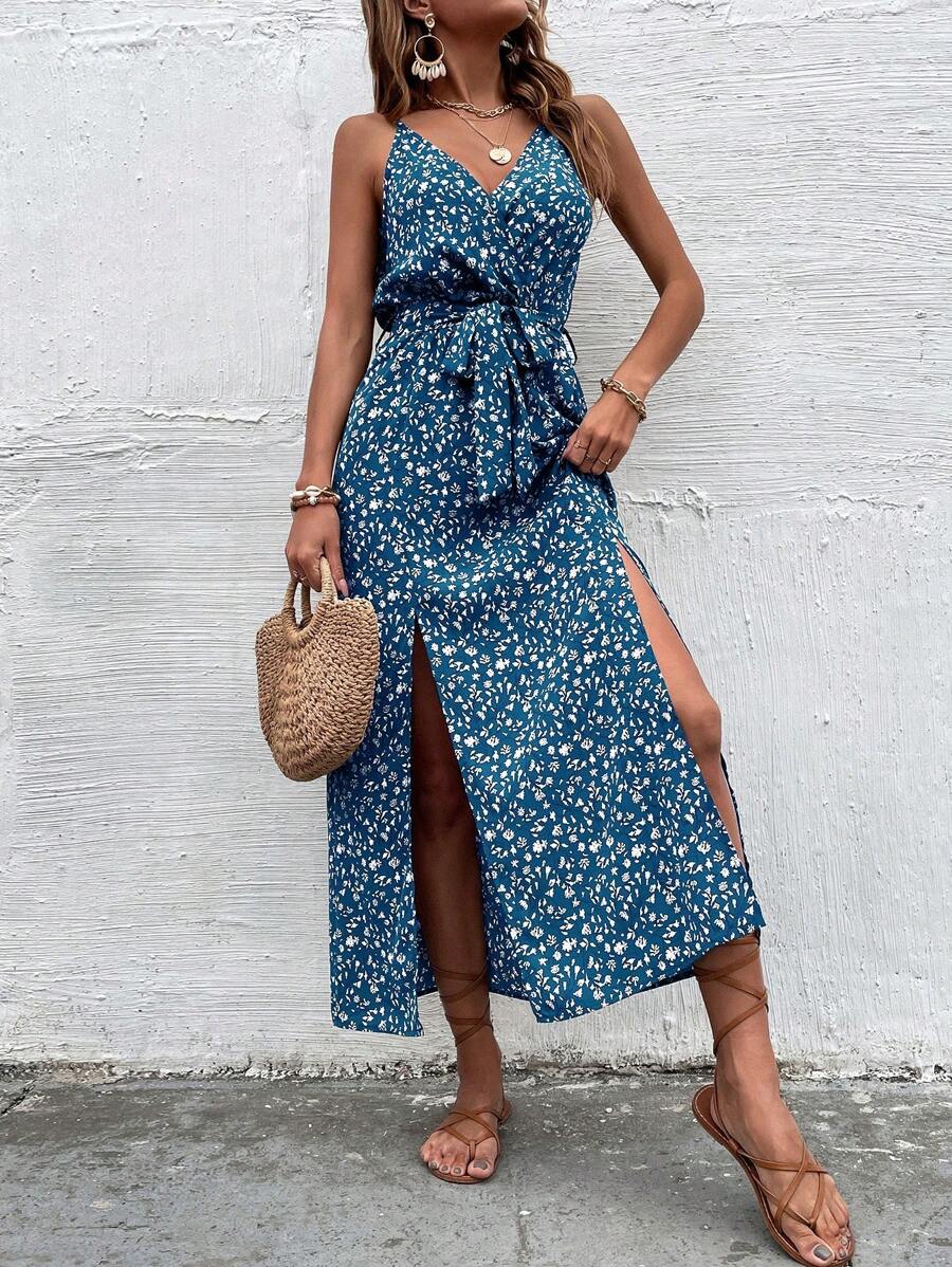 Vestido Maya Verão Floral Longo com Fenda