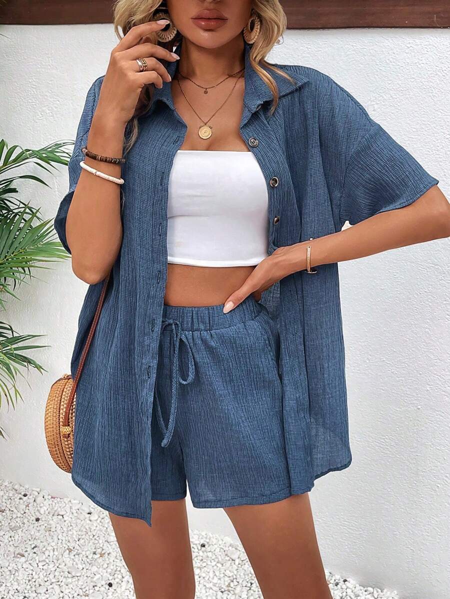 Conjunto Aurora Casual Cardigã e Shorts