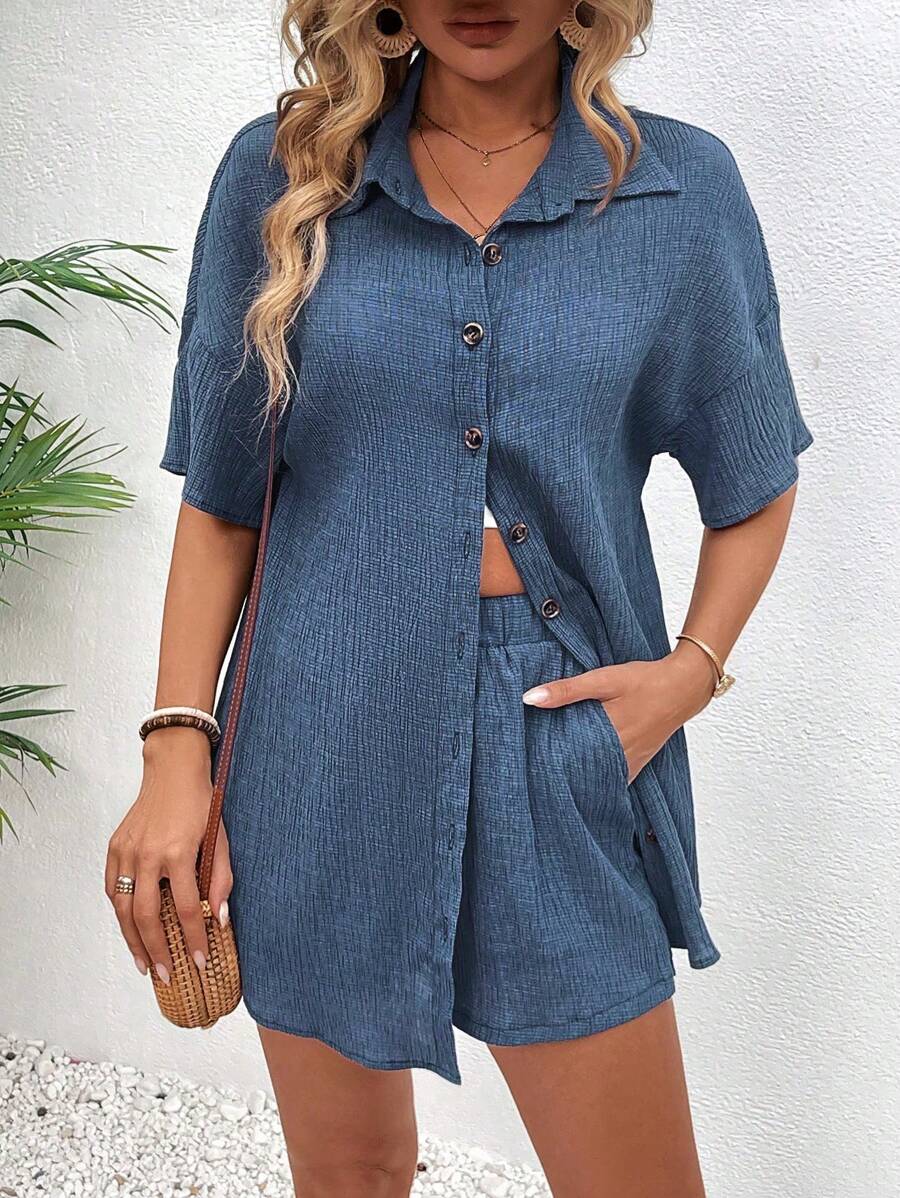 Conjunto Aurora Casual Cardigã e Shorts