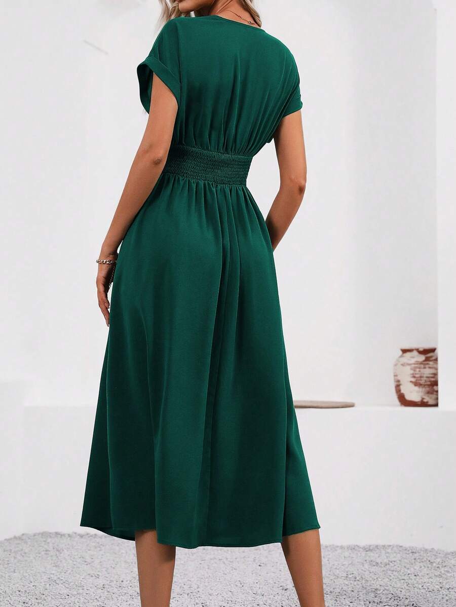 Vestido Aurora Longo Plissado Decote V