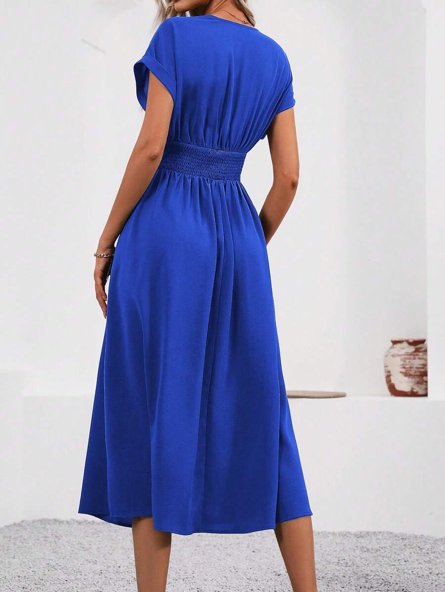 Vestido Aurora Longo Plissado Decote V