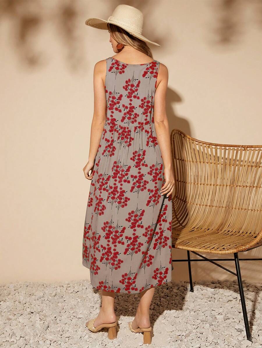 Vestido Nina Boho Midi Floral Gola U