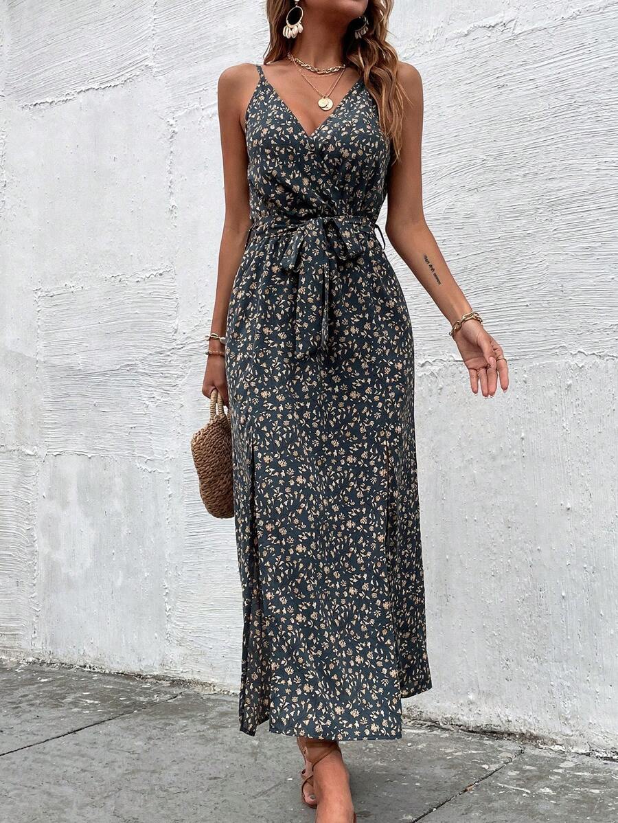 Vestido Maya Verão Floral Longo com Fenda