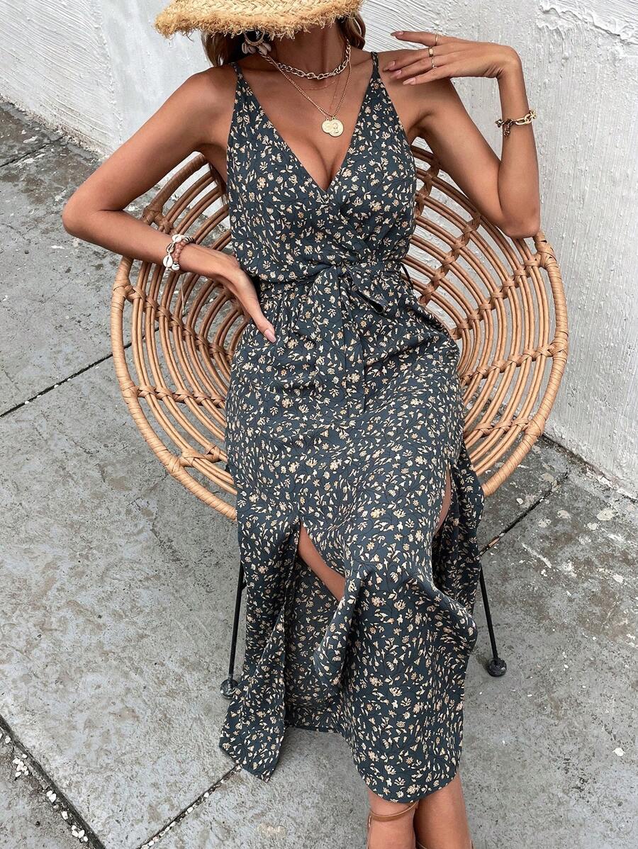 Vestido Maya Verão Floral Longo com Fenda