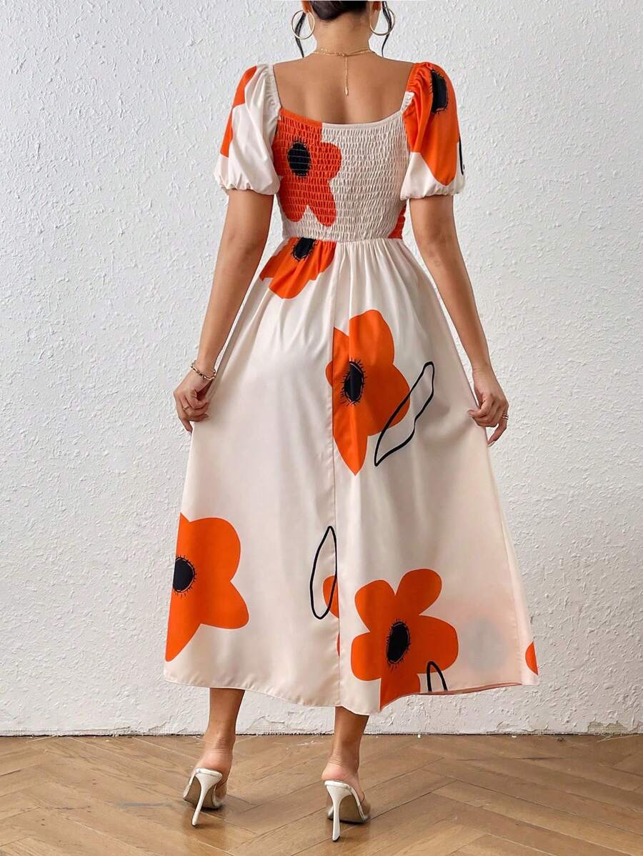 Vestido Aurora Boho Longo Ombro de Fora Floral