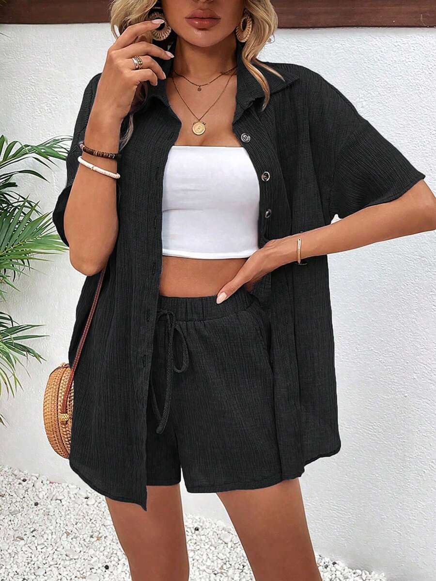 Conjunto Aurora Casual Cardigã e Shorts