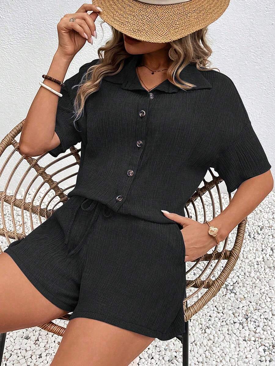 Conjunto Aurora Casual Cardigã e Shorts