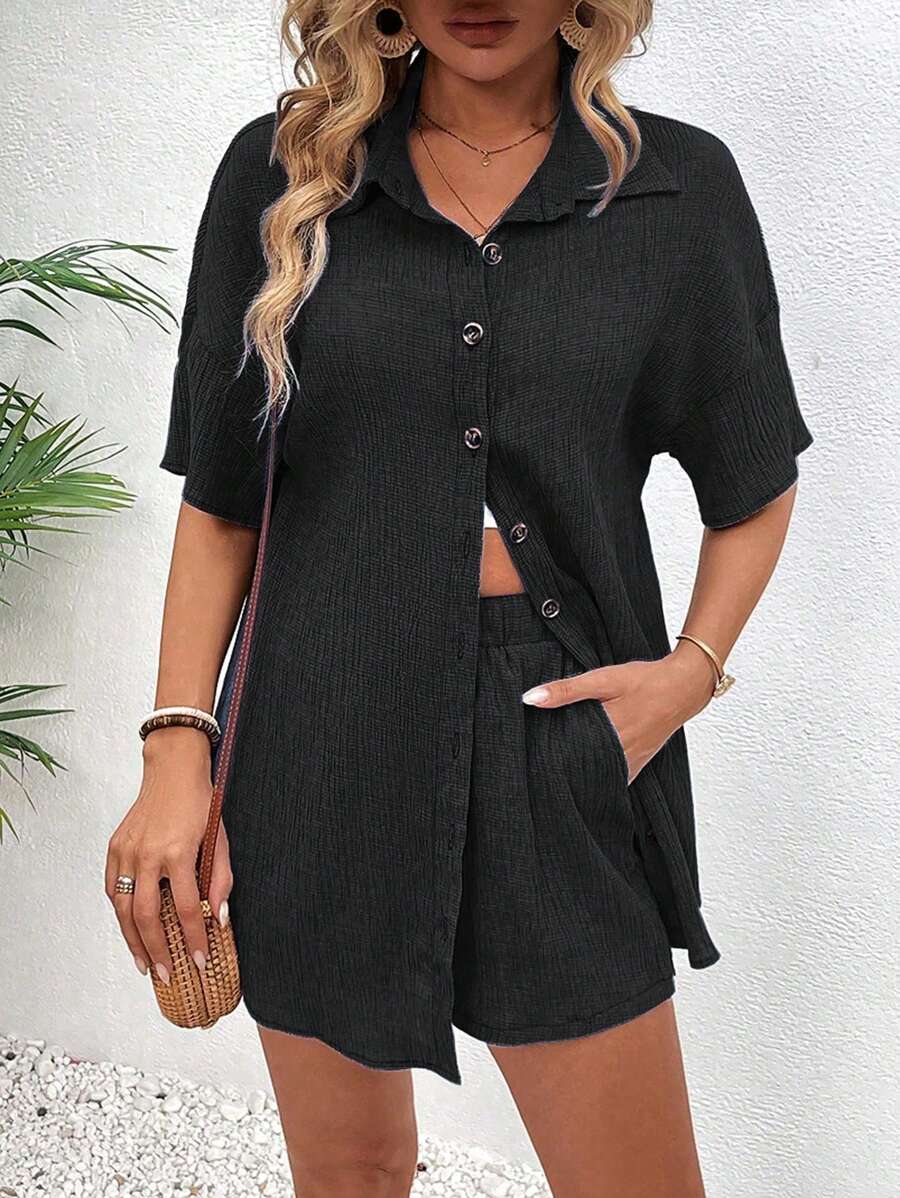 Conjunto Aurora Casual Cardigã e Shorts