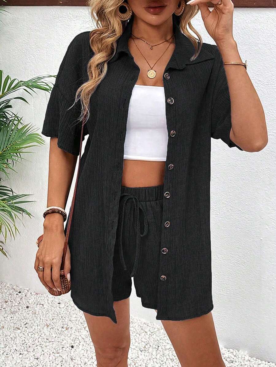 Conjunto Aurora Casual Cardigã e Shorts