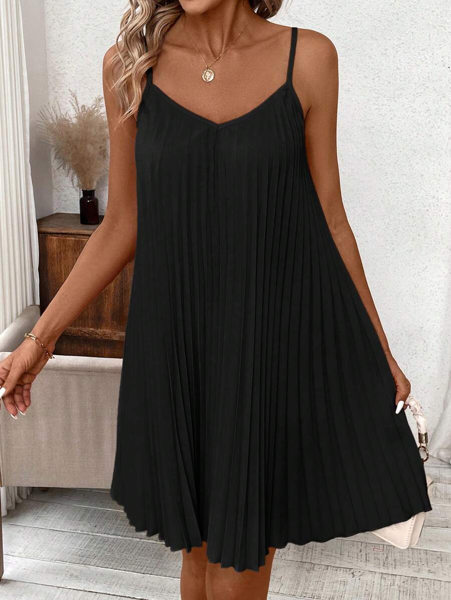 Vestido Coral Primavera Curto Plissado Alças Finas