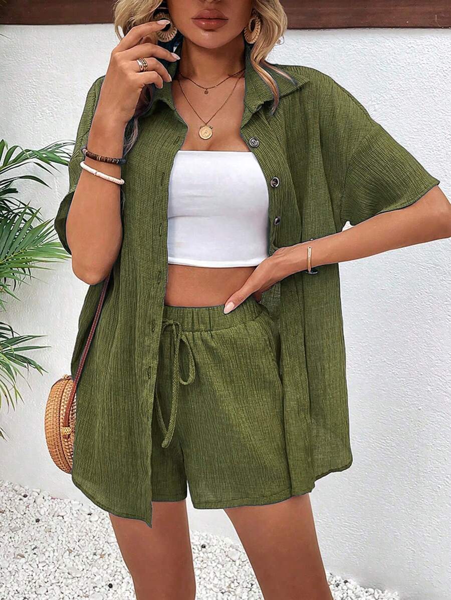 Conjunto Aurora Casual Cardigã e Shorts