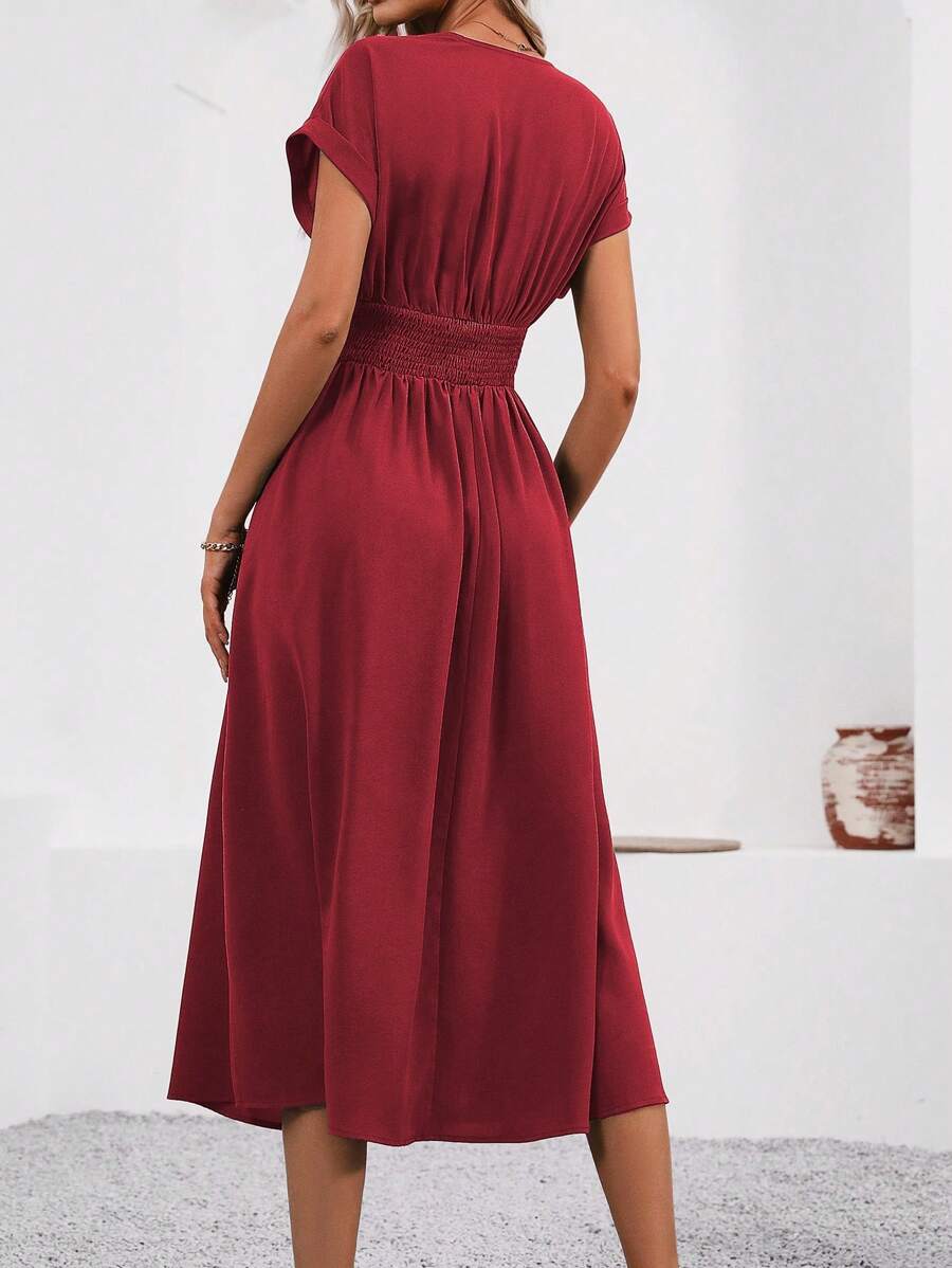 Vestido Aurora Longo Plissado Decote V