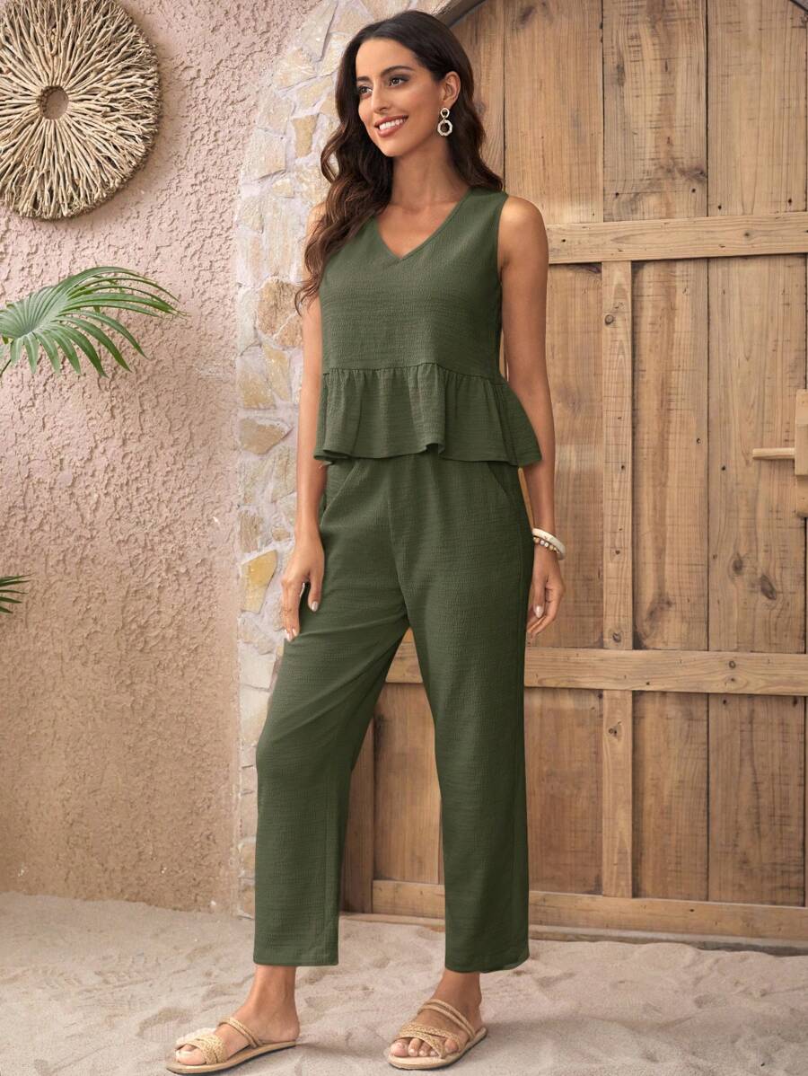 Conjunto Serena Regata e Calça Babado Casual