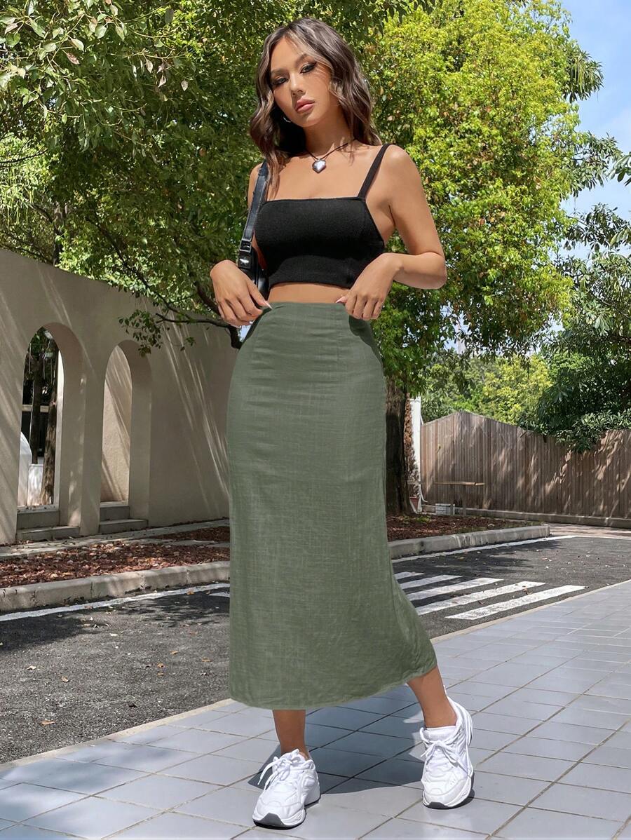 Saia Camila Linho Casual