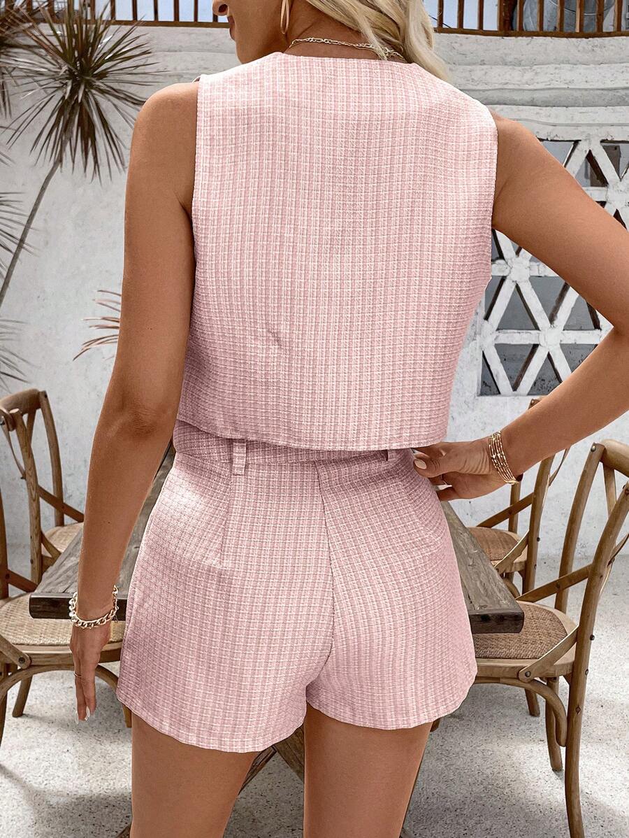 Conjunto Olivia Colete e Shorts Assimétrico