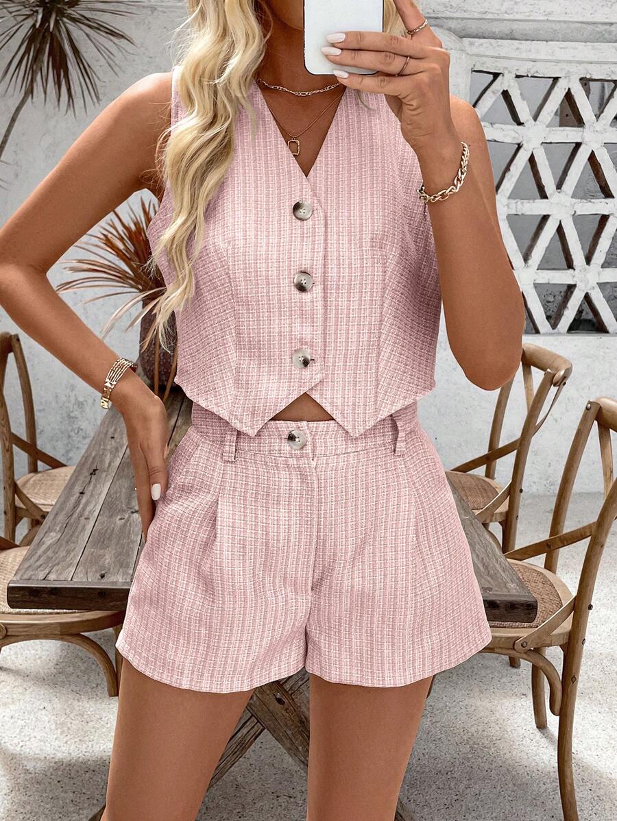 Conjunto Olivia Colete e Shorts Assimétrico