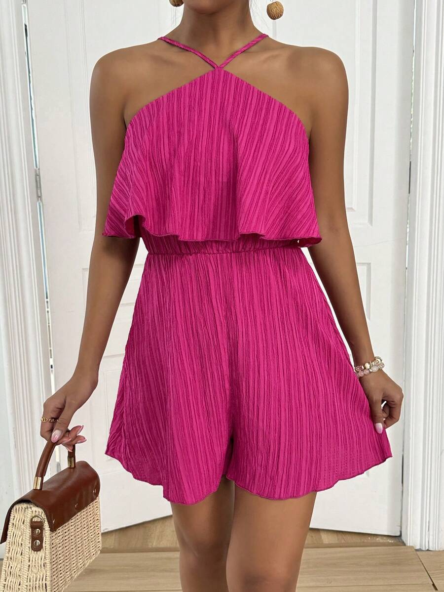 Macacão Breezaya Halter Seersucker Casual