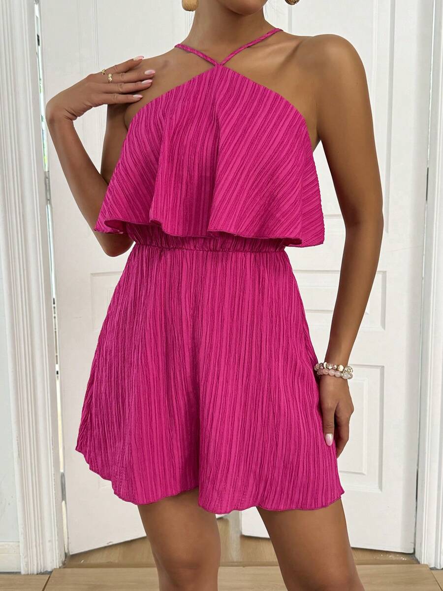 Macacão Breezaya Halter Seersucker Casual