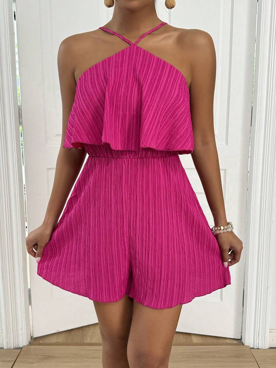 Macacão Breezaya Halter Seersucker Casual