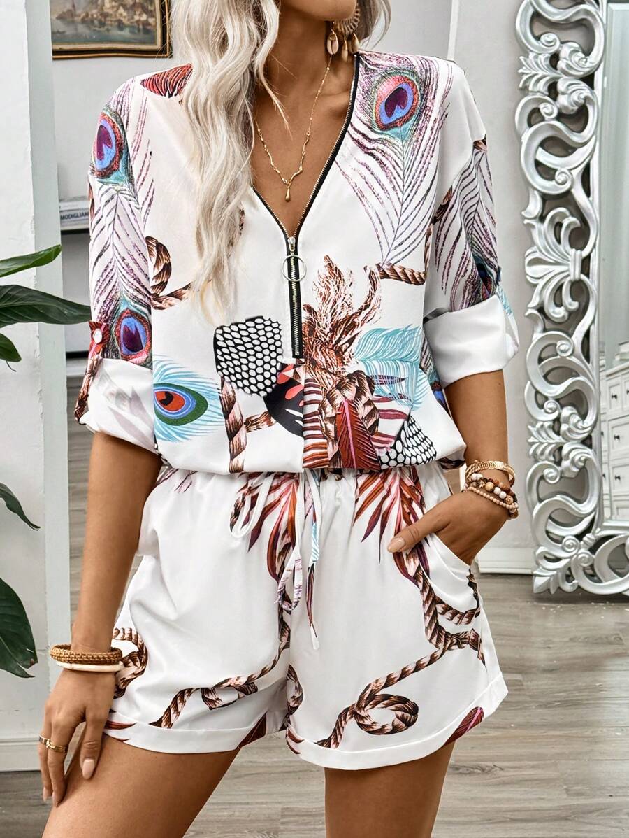 Conjunto Emery Rose Férias Casual Impresso