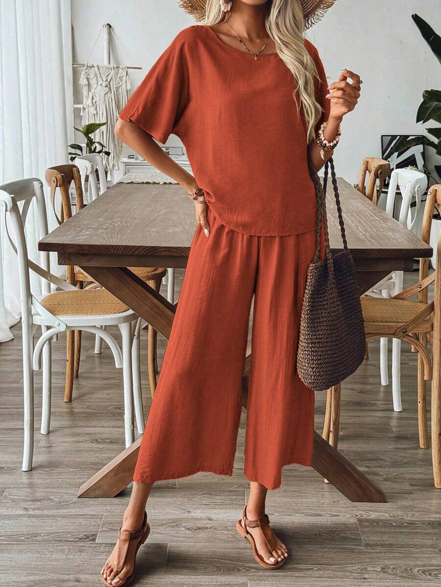 Conjunto Serena Verão Camisa e Calça Perna Larga