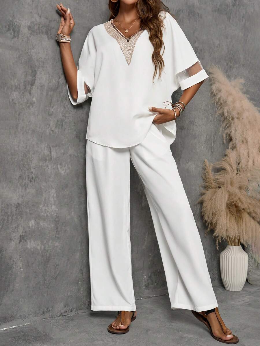 Conjunto Emery Rose Outono Camisa e Calça Perna Larga