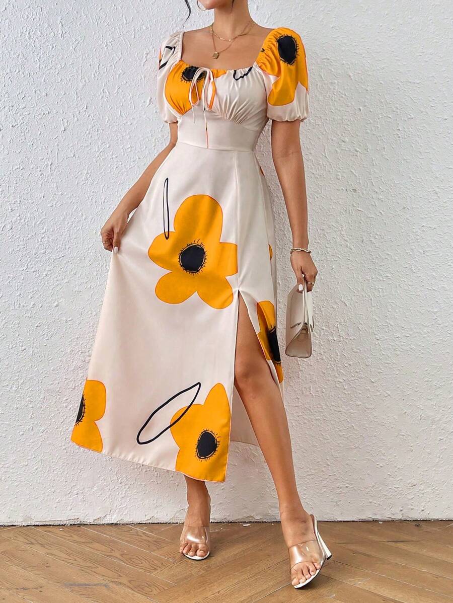 Vestido Aurora Boho Longo Ombro de Fora Floral