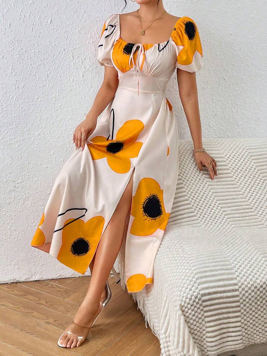 Vestido Aurora Boho Longo Ombro de Fora Floral