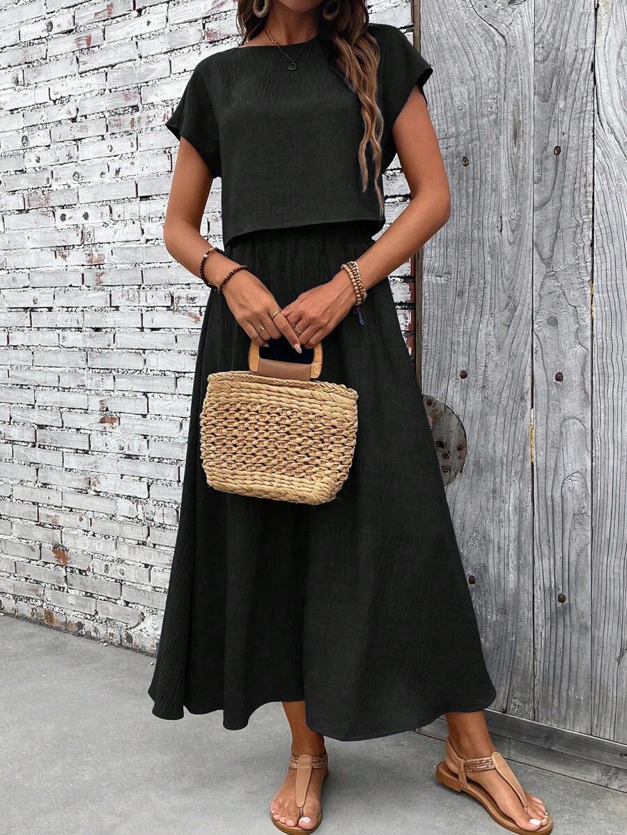 Conjunto Serena Top Curto e Saia Mini