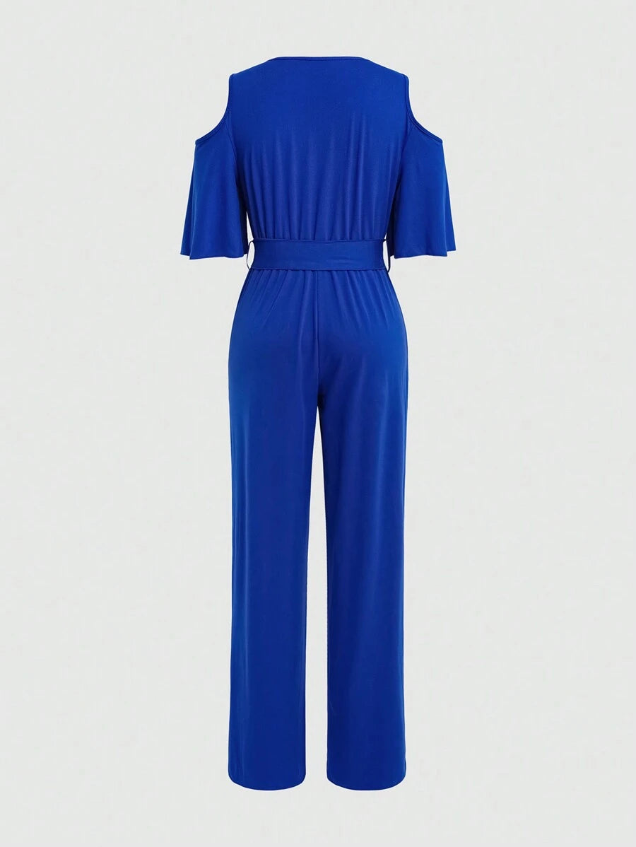 Macacão Inawly Ombro à Mostra Perna Larga