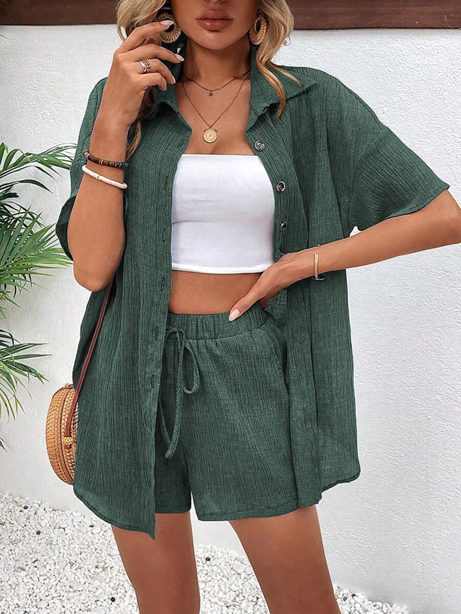 Conjunto Aurora Casual Cardigã e Shorts