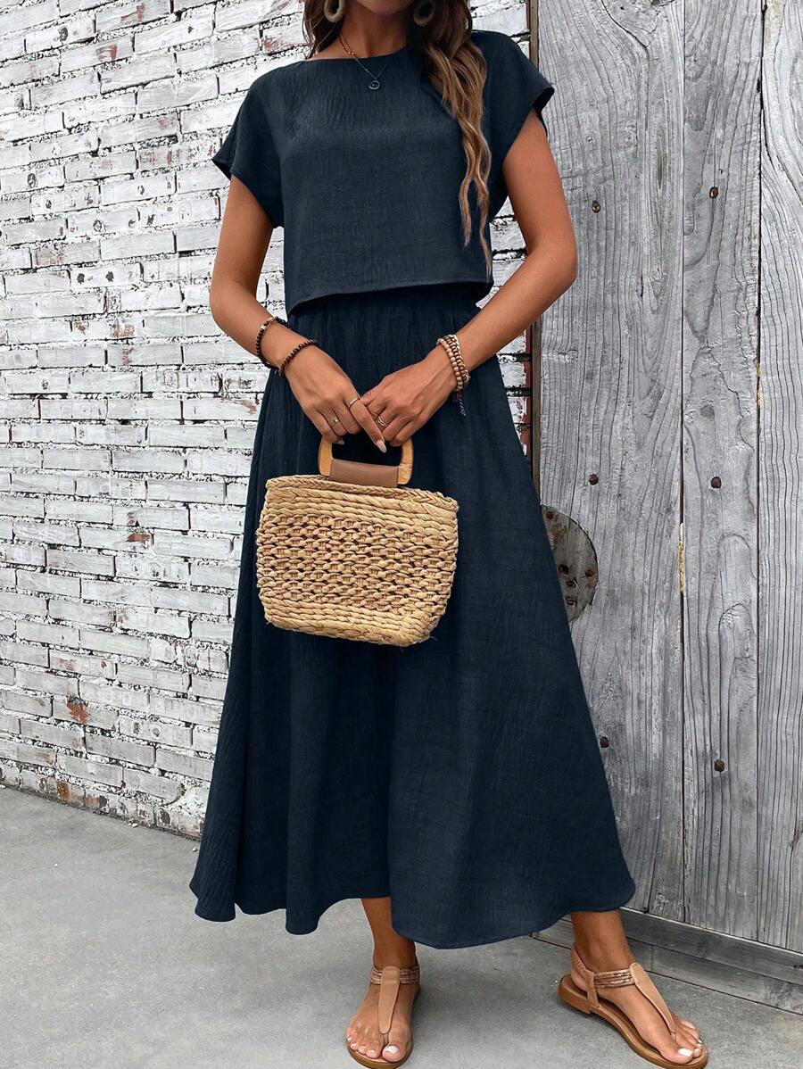 Conjunto Serena Top Curto e Saia Mini