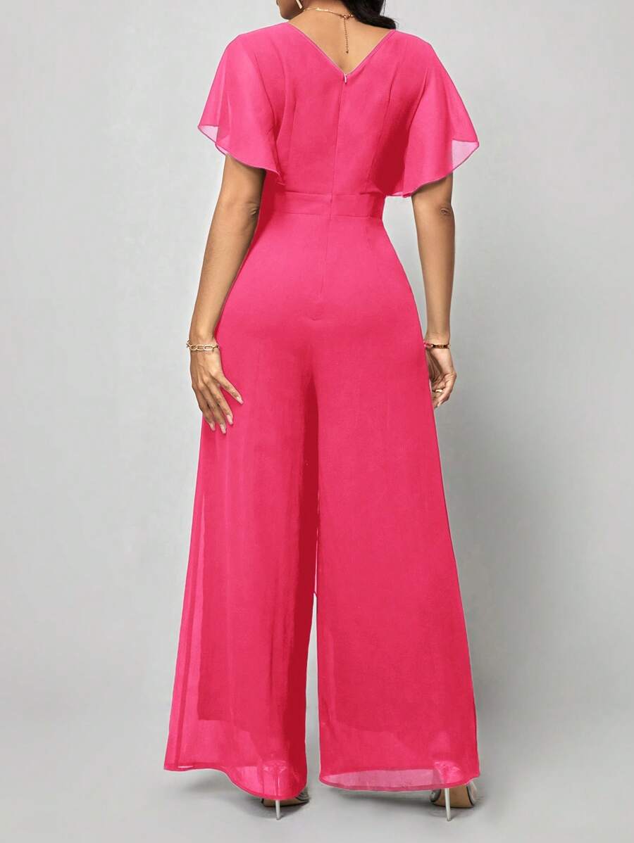 Macacão Aurora Elegante Longo Decote V com Amarração