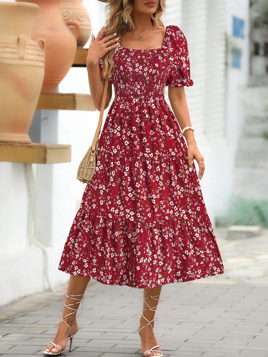 Vestido Luna Boho Midi Manga Bufante