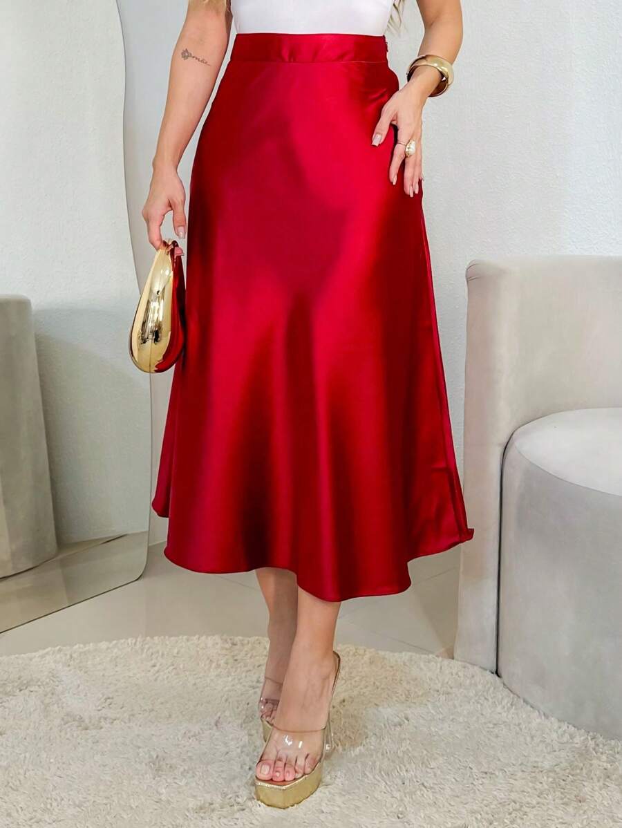 Saia Midi Lulu Run Cetim Fluida