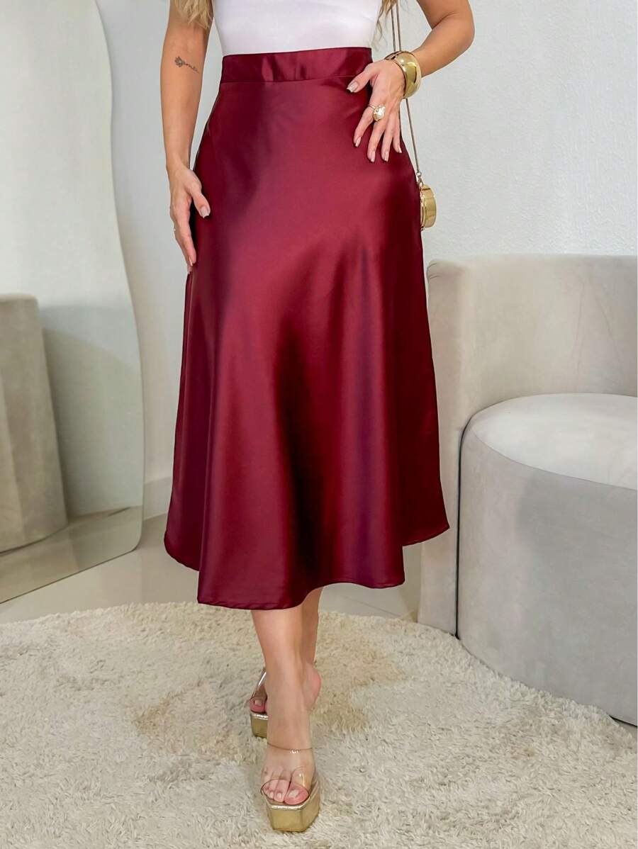 Saia Midi Lulu Run Cetim Fluida