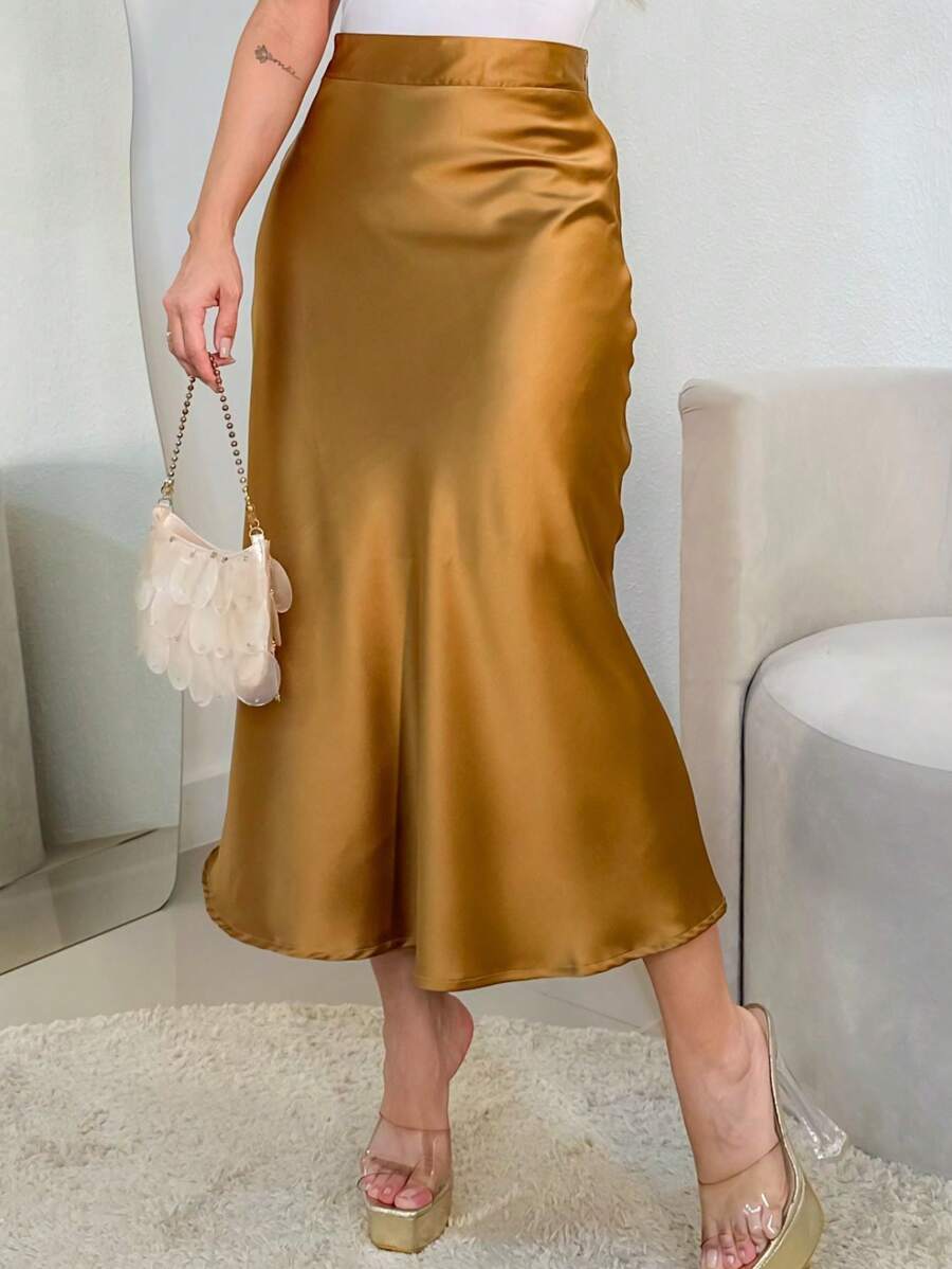 Saia Midi Lulu Run Cetim Fluida