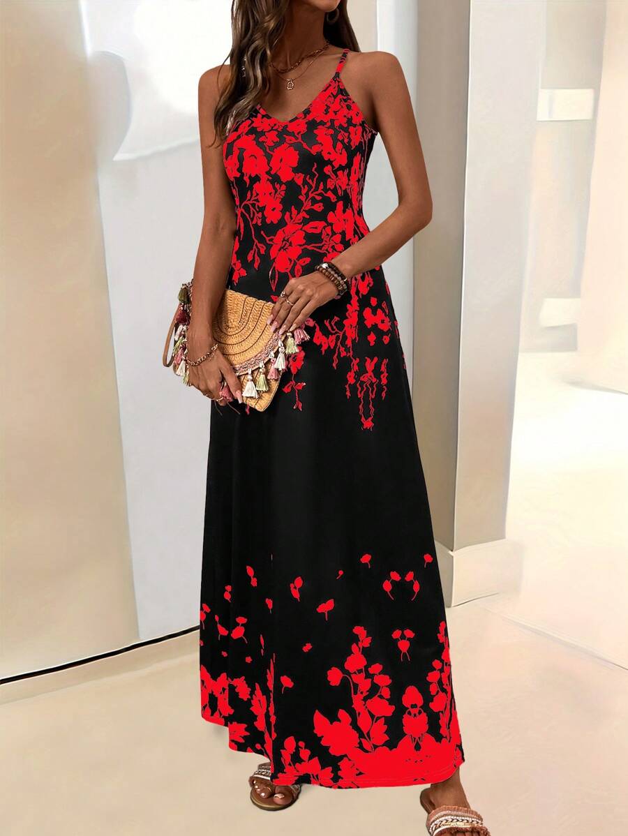 Vestido Maya Boho Longo Alça Fina Tropical